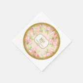 ブライダルシャワーテーブルデコールウォーターカラーローズブーケ スタンダードカクテルナプキン (角)