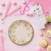 ブライダルシャワーテーブルデコールウォーターカラーローズブーケ ペーパープレート (パーティー)