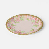 ブライダルシャワーテーブルデコールウォーターカラーローズブーケ ペーパープレート (アングル)