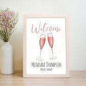 ブライダルシャワーテーブルトップウェルカムサインピンクシャンパン