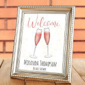 ブライダルシャワーテーブルトップウェルカムサインピンクシャンパン