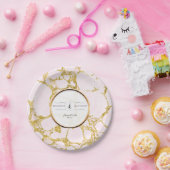 ブライダルシャワーデコーフェイクルバラ金ゴールド大理石 ペーパープレート (パーティー)