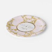 ブライダルシャワーデコーフェイクルバラ金ゴールド大理石 ペーパープレート (アングル)