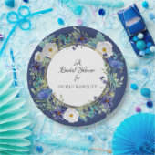 ブライダルシャワーデコールウォーターカラーブルーポピーフローラ ペーパープレート (パーティー)