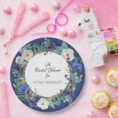 ブライダルシャワーデコールウォーターカラーブルーポピーフローラ ペーパープレート (パーティー)