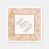 ブライダルシャワーデコールバラ金ゴールドフェイクグリッター大理石 スタンダードカクテルナプキン (正面)