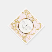 ブライダルシャワーデコールバラ金ゴールド大理石フェイクグリッター スタンダードカクテルナプキン (角)