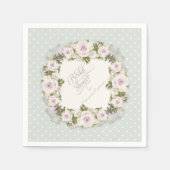 ブライダルシャワーデコールパーティーかわいらしバラ多肉性 スタンダードカクテルナプキン (正面)