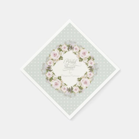ブライダルシャワーデコールパーティーかわいらしバラ多肉性 スタンダードカクテルナプキン (角)