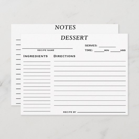 ブライダルシャワーデザートレシピカード インビテーションポストカード (正面/裏面)