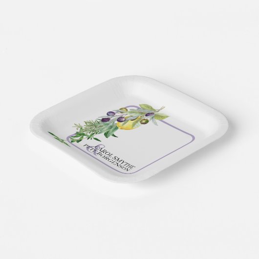 ブライダルシャワートスカーンレモンハーブ花嫁と花婿 ペーパープレート (傾斜あり)