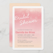 ブライダルシャワートレンディーグラデーション水彩色サンセットサンゴ 招待状 (正面/裏面)