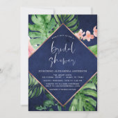 ブライダルシャワートロピカルパームネイビーブルー 招待状 (正面)