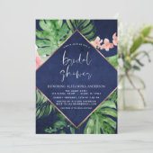 ブライダルシャワートロピカルパームネイビーブルー 招待状 (スタンド正面)
