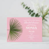 ブライダルシャワートロピカルパームフォンドリーフ結婚ズ 招待状 (スタンド正面)