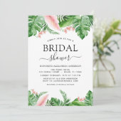 ブライダルシャワートロピカルパームフローラ水彩 招待状 (スタンド正面)