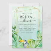 ブライダルシャワートロピカルパーム水彩幾何学模様 招待状 (正面)