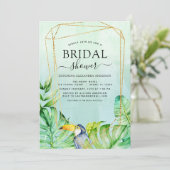 ブライダルシャワートロピカルパーム水彩幾何学模様 招待状 (スタンド正面)