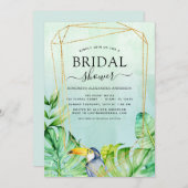 ブライダルシャワートロピカルパーム水彩幾何学模様 招待状 (正面/裏面)