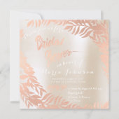 ブライダルシャワートロピカルリーフアイボリーバラ金ゴールド 招待状 (正面)
