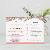 ブライダルシャワートーストフローラコーラルピンク招待状 招待状 (スタンド正面)