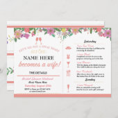 ブライダルシャワートーストフローラコーラルピンク招待状 招待状 (正面/裏面)