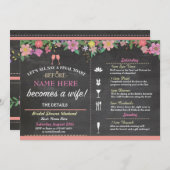 ブライダルシャワートーストフローラピンクチョーク招待状 招待状 (正面/裏面)