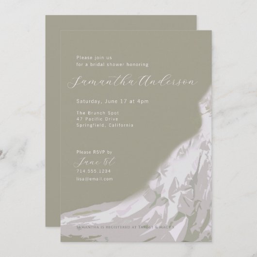 ブライダルシャワードレスガウンTAUPE 招待状 (正面/裏面)