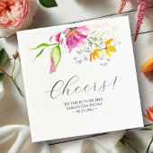 ブライダルシャワーナプキンズピンク水彩の花 スタンダードカクテルナプキン