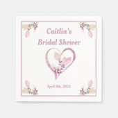 ブライダルシャワーナプキン – ほこりっぽいバラウォーターカラーハート スタンダードカクテルナプキン (正面)