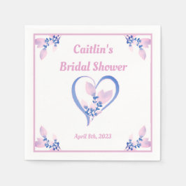 ブライダルシャワーナプキン – ピンクウォーター色ハート スタンダードカクテルナプキン