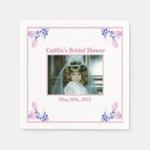 ブライダルシャワーナプキン – ピンクテーマと写真