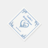 ブライダルシャワーナプキン – ブルーウォーターカラーハートテーマ スタンダードカクテルナプキン (角)