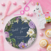 ブライダルシャワーネイビラベンダーアイボリー牡丹リース ペーパープレート (パーティー)