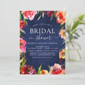 ブライダルシャワーネイビーエレガントブルーフローラ水色 招待状 (スタンド正面)