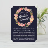 ブライダルシャワーネイビーフローラリース招待状 招待状 (スタンド正面)