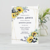 ブライダルシャワーネイビーブルーとヒマワリ 招待状 (スタンド正面)