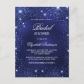 ブライダルシャワーネイビーブルーのスパークルエレガント インビテーションポストカード (正面)