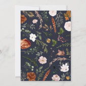 ブライダルシャワーネイビーブルーエレガントスタグ素朴フローラ 招待状 (裏面)