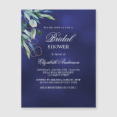 ブライダルシャワーネイビーブルーグリーン贅沢 マグネット招待状 (正面)