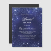 ブライダルシャワーネイビーブルースパークルズ マグネット招待状 (正面/裏面)