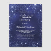ブライダルシャワーネイビーブルースパークルズ マグネット招待状 (正面)