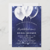 ブライダルシャワーネイビーブルーバルーンの輝きエレガント 招待状 (正面)