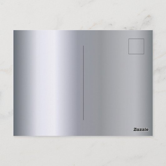 ブライダルシャワーネイビーブルー花模様銀の招待 ポストカード (裏面)