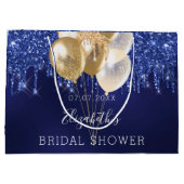 ブライダルシャワーネイビーブルー金ゴールドグリッタードリップバルーン ラージペーパーバッグ (裏面)