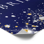 ブライダルシャワーネイビーブルー金ゴールドバルーンへようこそ ポスター (角)