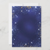 ブライダルシャワーネイビーブルー金ゴールドバルーン華 招待状 (裏面)