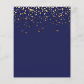 ブライダルシャワーネイビーブルー金ゴールド予算の招待 (裏面)