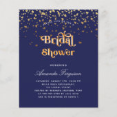 ブライダルシャワーネイビーブルー金ゴールド予算の招待 (正面)