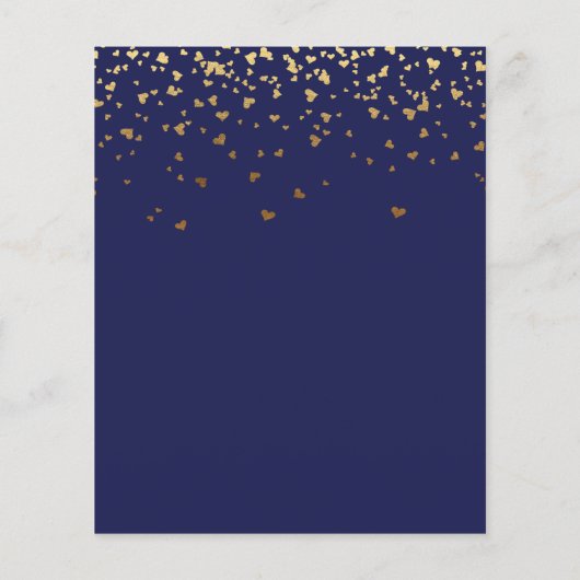 ブライダルシャワーネイビーブルー金ゴールド予算の招待 チラシ (裏面)